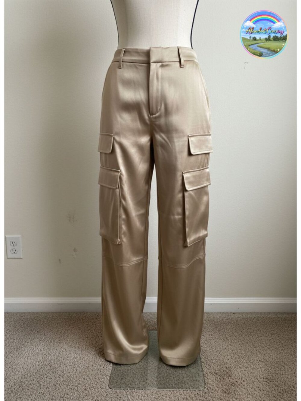 Satin Cargo Pants High Waisted Wide Leg Baggy Party Outfits